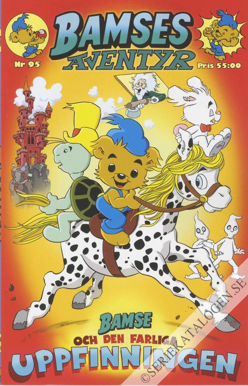 Framsida på Bamses äventyr Bamse och den farliga uppfinningen (2021)