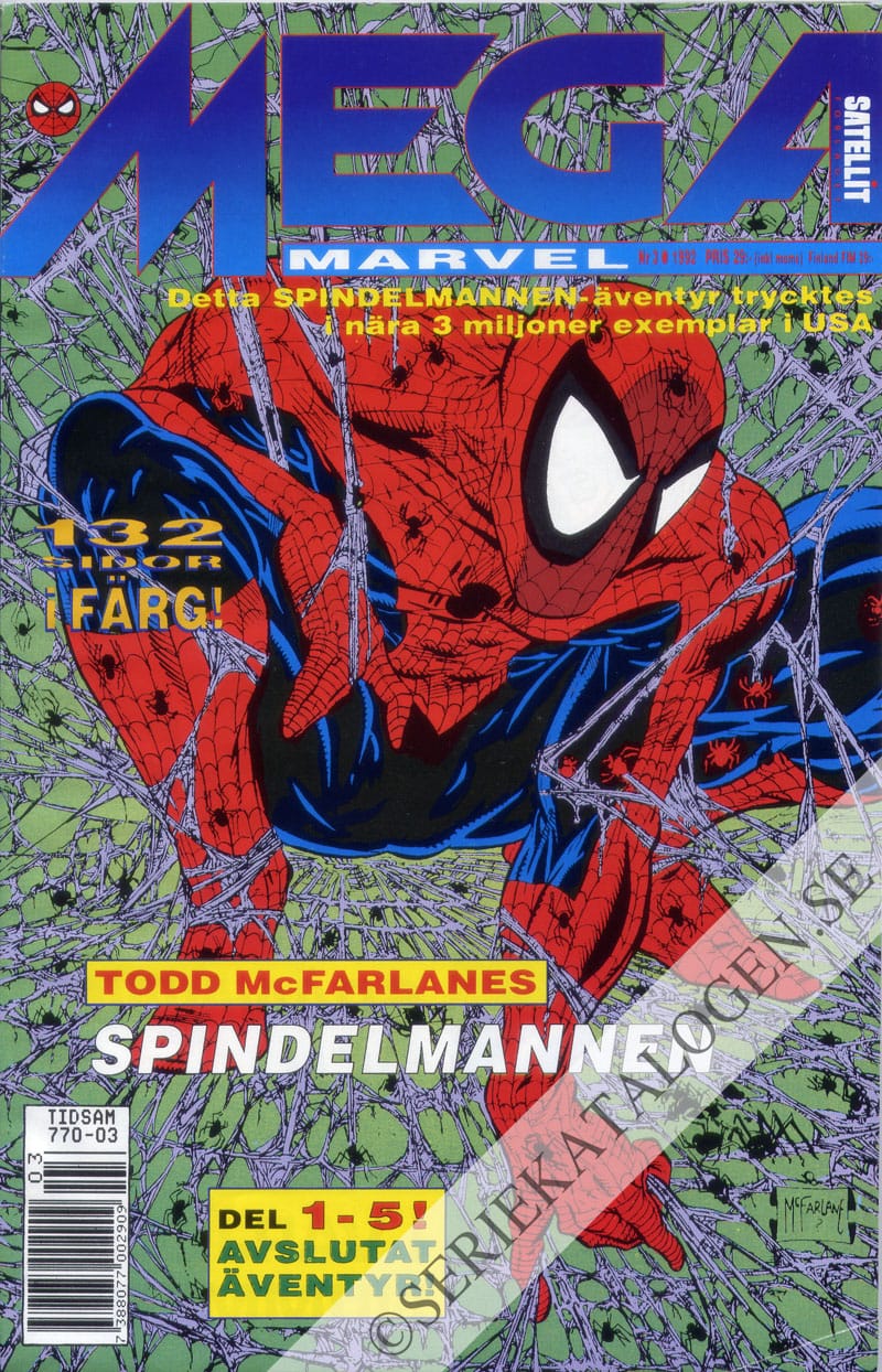 Framsida på Mega Marvel Spindelmannen (1992)