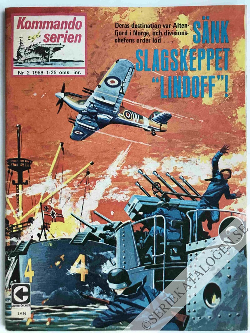 Framsida på Kommandoserien #2 - Sänk slagskeppet "Lindoff!" (1968)