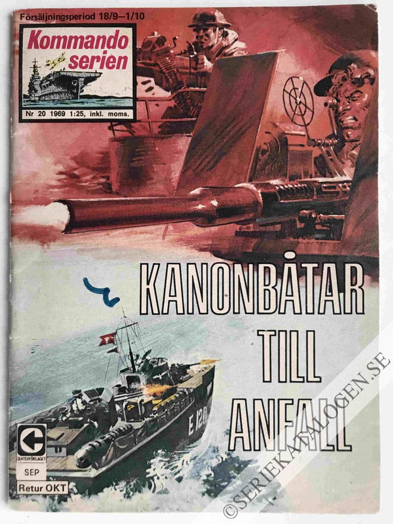 Framsida på Kommandoserien #20 - Kanonbåtar till anfall (1969)