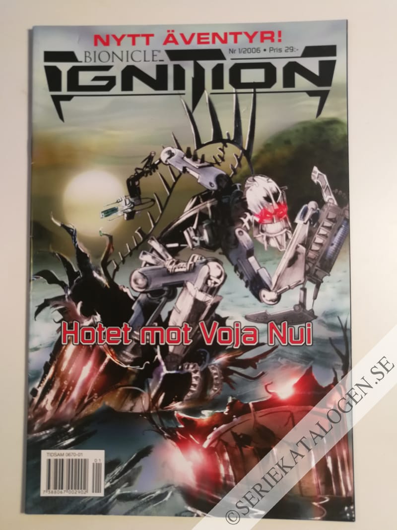 Framsida på Lego Bionicle Hotet mot Voja Nui (2006)