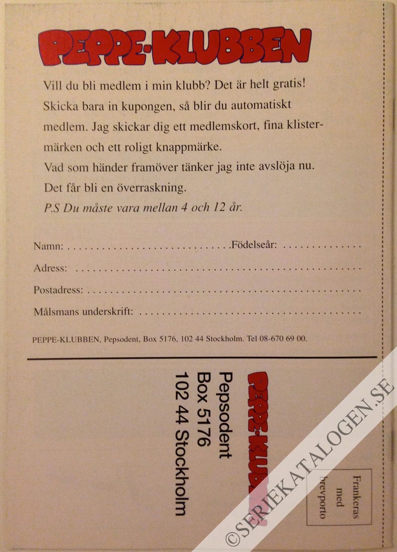 Baksida på Peppe Kids på skidäventyr i Norge! (1996)
