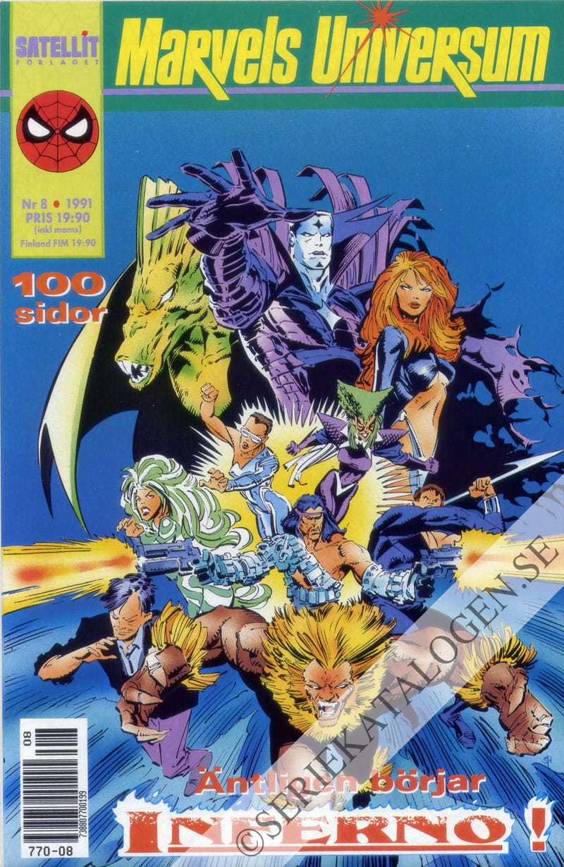 Framsida på Marvels universum #8 - Inferno (1991)