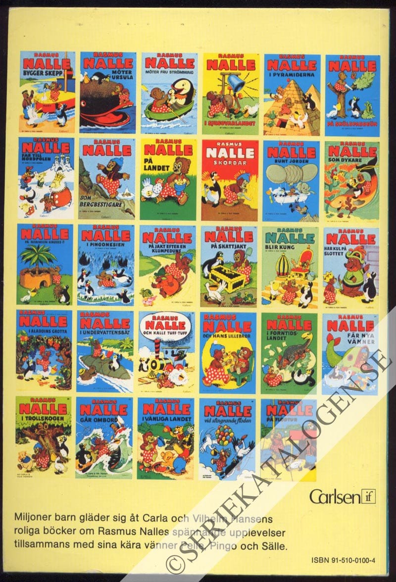Baksida på Rasmus Nalle i Aladdins grotta (1979)