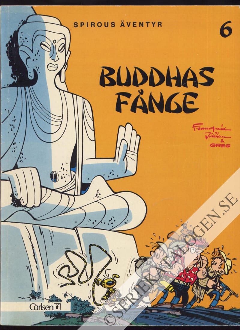 Framsida på Spirous äventyr Buddhas fånge (1975)