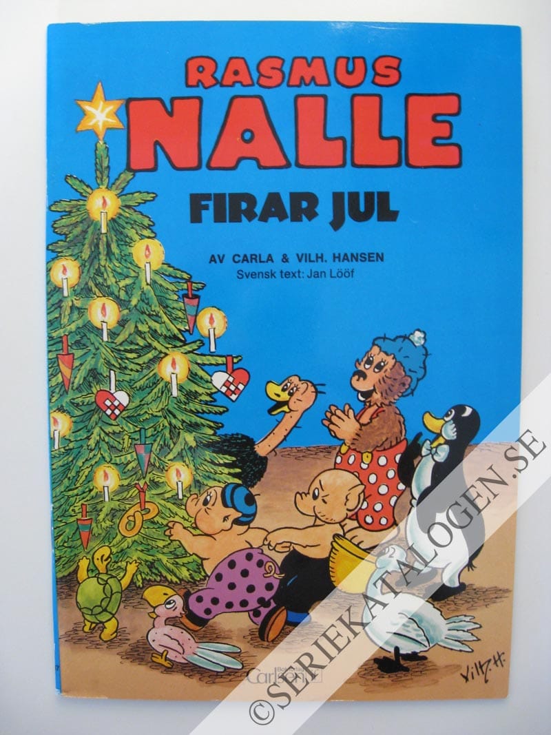 Framsida på Rasmus Nalle Rasmus Nalle firar jul (1990)