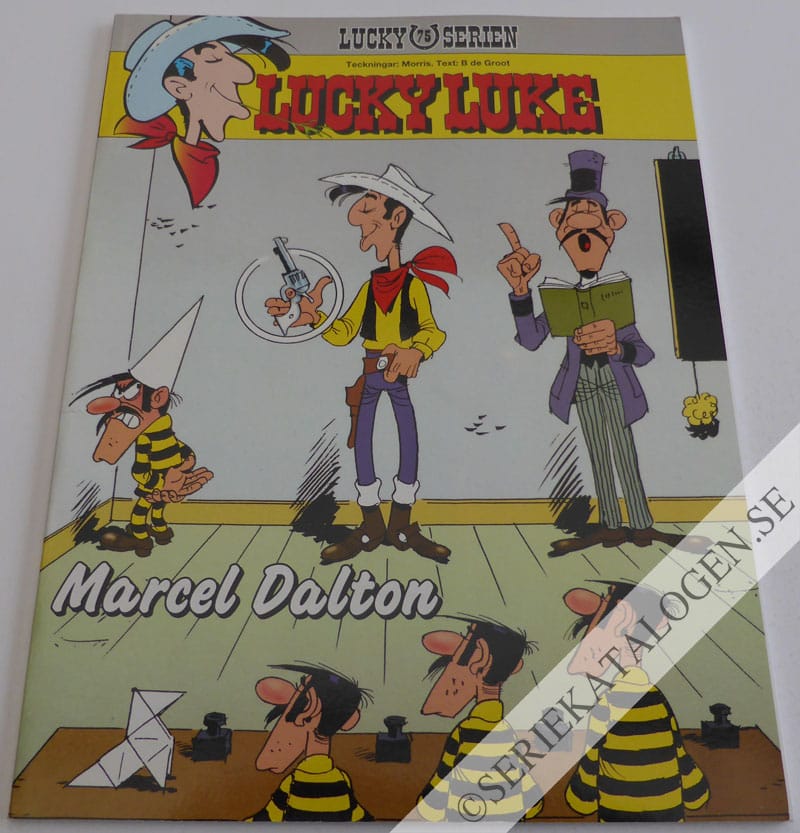 Framsida på Lucky Lukes äventyr #75 - Marcel Dalton (1998)