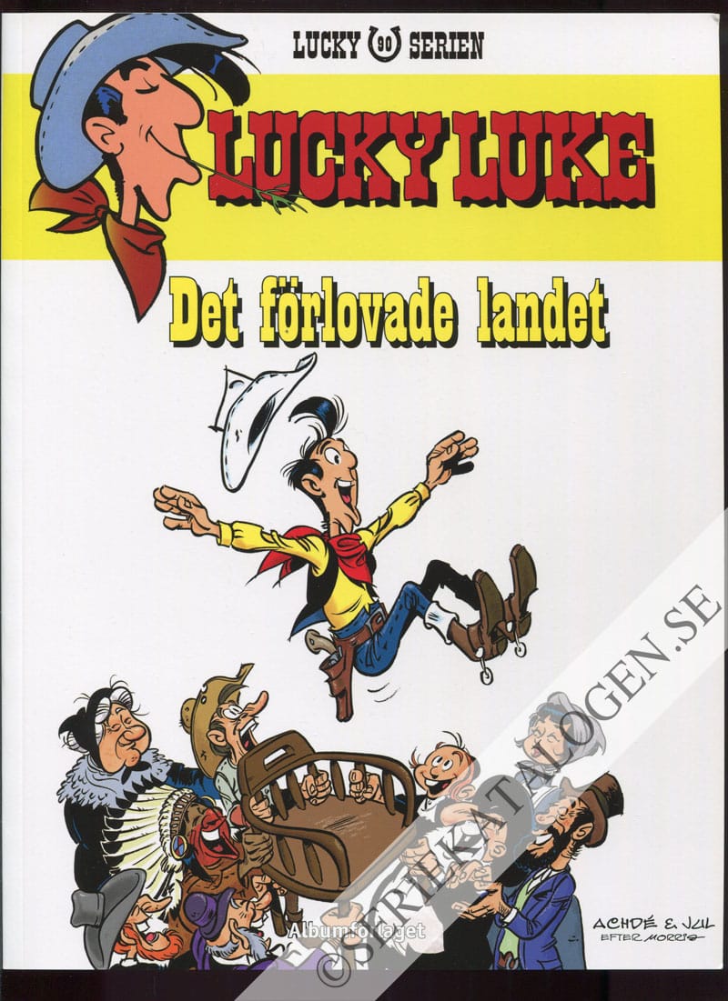 Framsida på Lucky Lukes äventyr #90 - Det förlovade landet (2017)