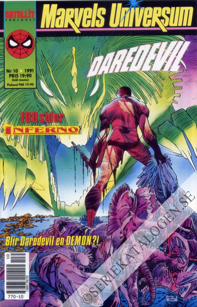 Framsida på Marvels universum #10 - Daredevil (1991)