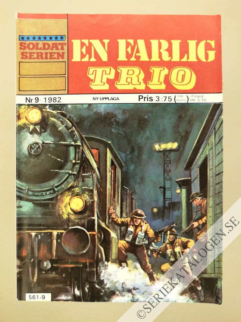 Framsida på Soldatserien #9 - En farlig trio (1982)