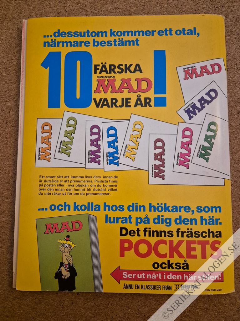 Baksida på Svenska MAD's stora julpajare (1982)