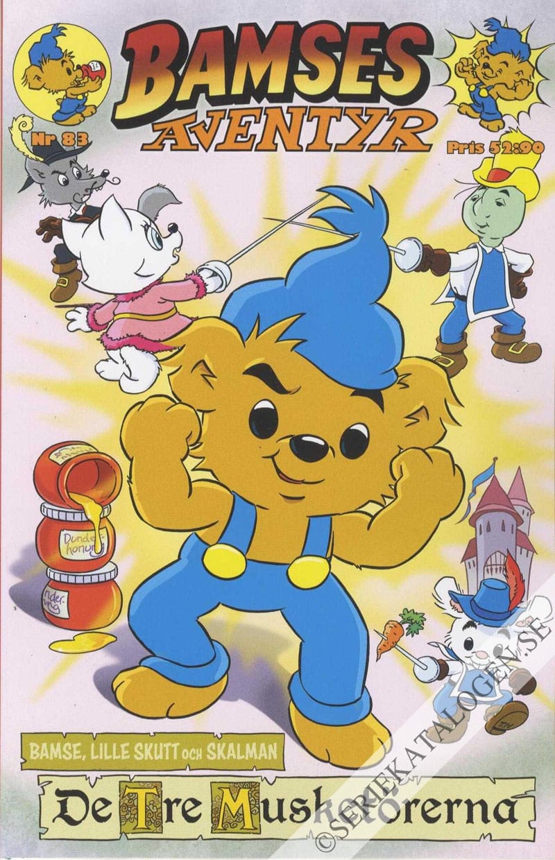 Framsida på Bamses äventyr Bamse, Lilla Skutt och Skalman - De tre musketörerna (2019)