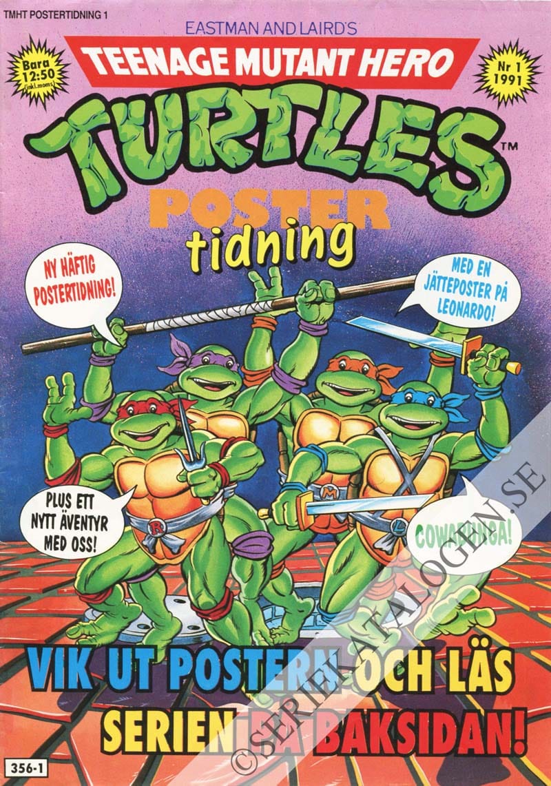 Teenage mutant hero turtles postertidning (1991)