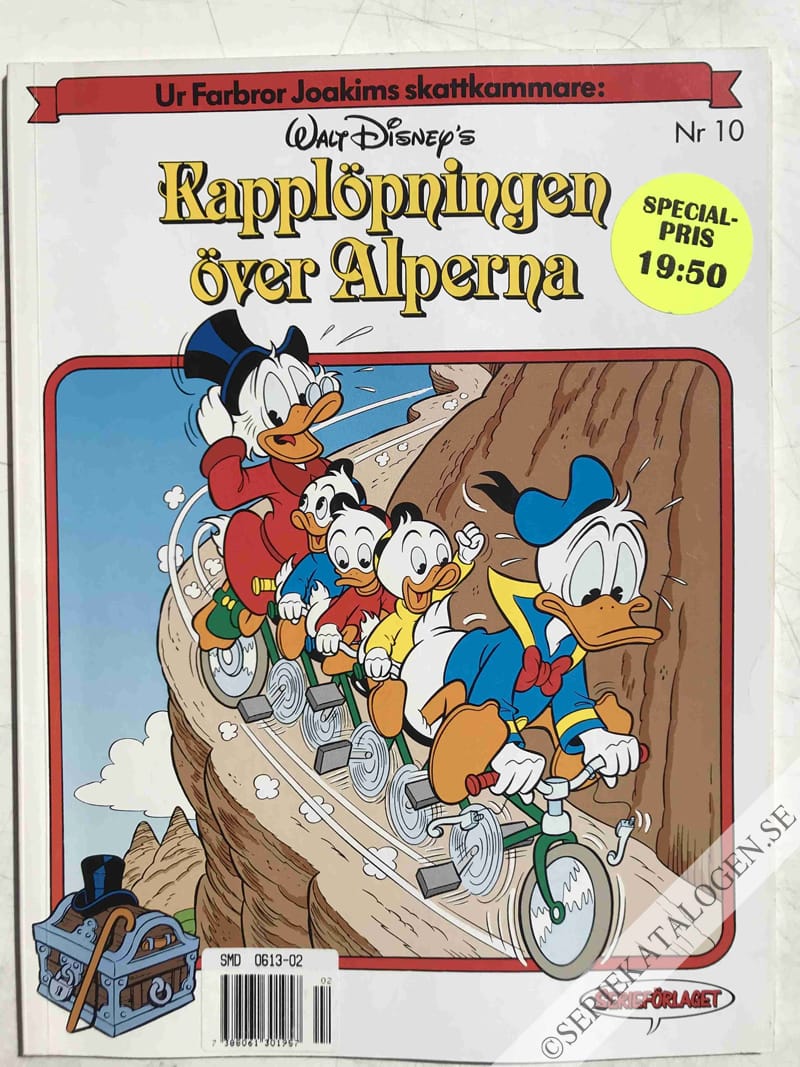Framsida på Ur farbror Joakims skattkammare Kapplöpningen över Alperna (1992)