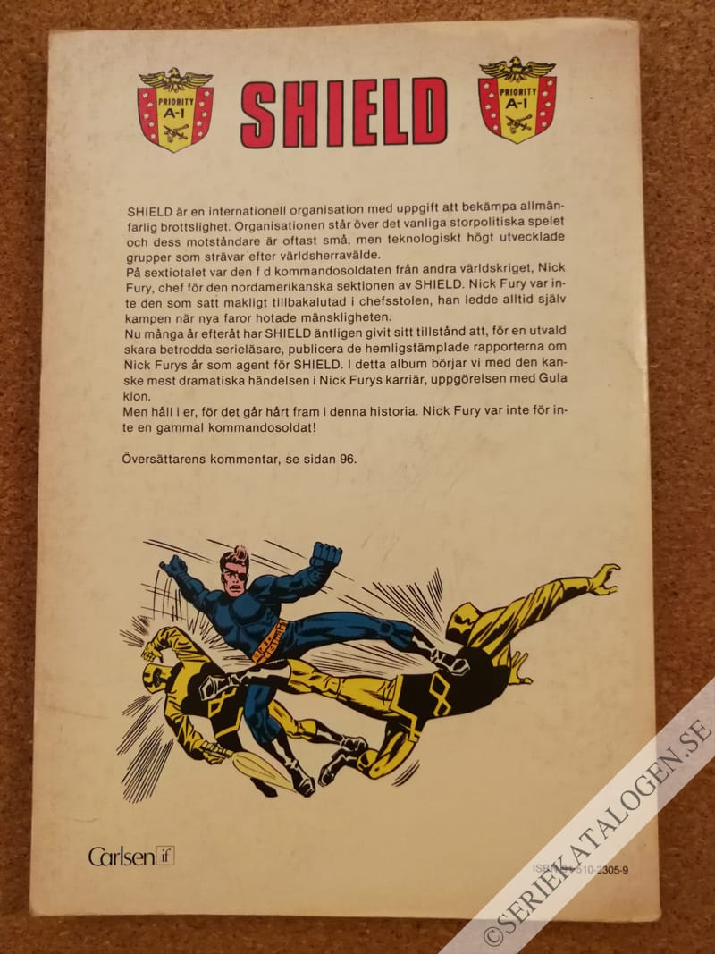 Baksida på Nick Fury kontra Gula Klon (1979)