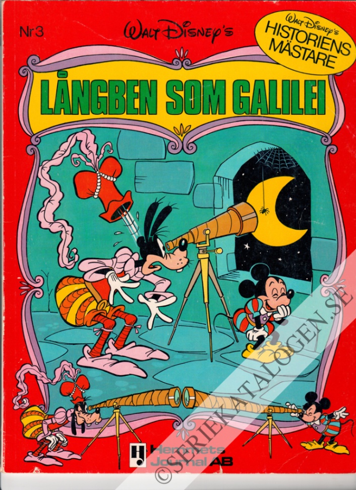 Framsida på Långben - historiens mästare Långben som Galilei (1977)