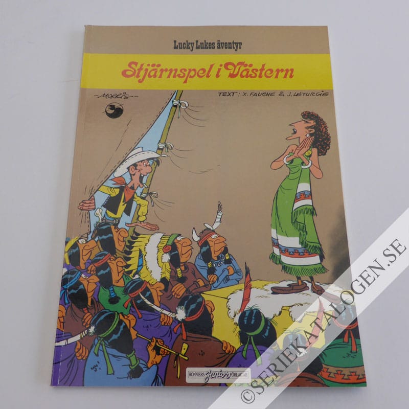Framsida på Lucky Lukes äventyr Stjärnspel i västern (1982)
