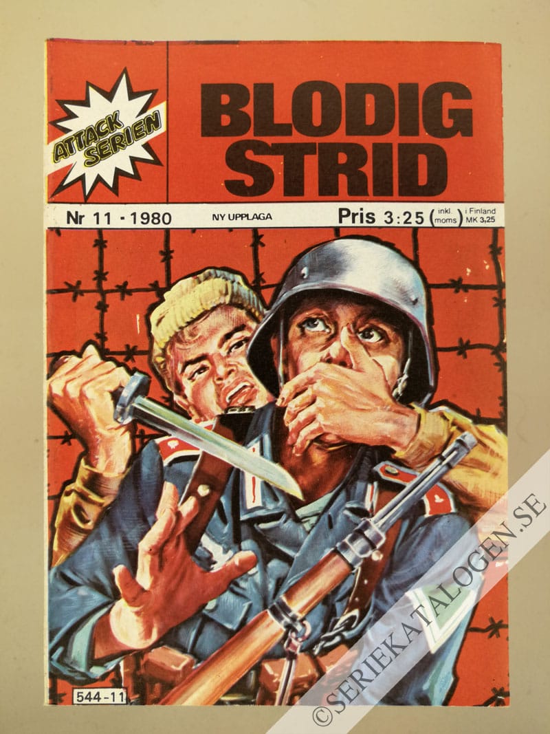 Framsida på Attackserien Blodig strid (1980)