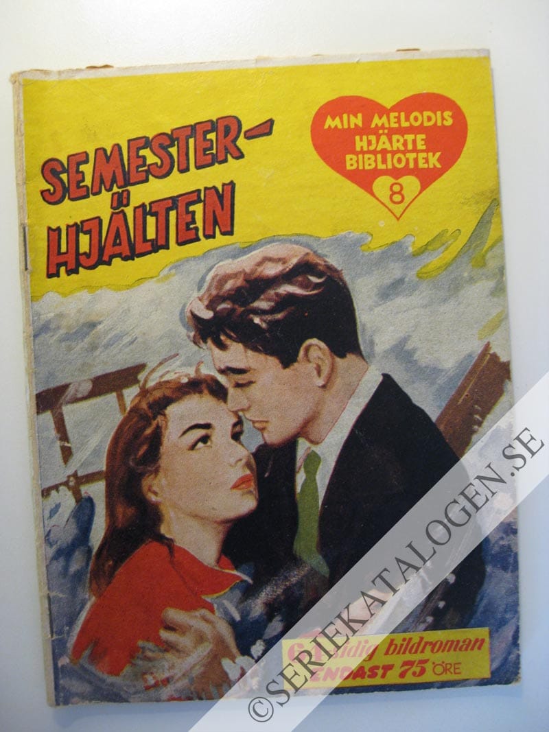 Framsida på Min melodis hjärtebibliotek Semesterhjälten (1954)