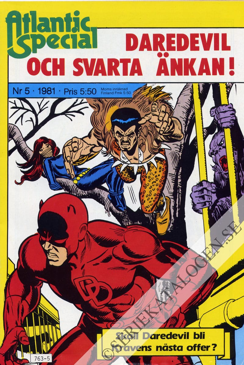 Framsida på Atlantic special Daredevil och Svarta Änkan! (1981)