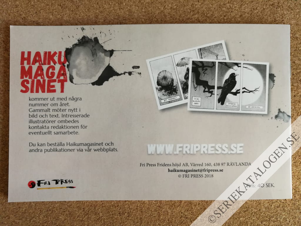 Baksida på Teckande haiku - dikter i serieformat!! (2018)