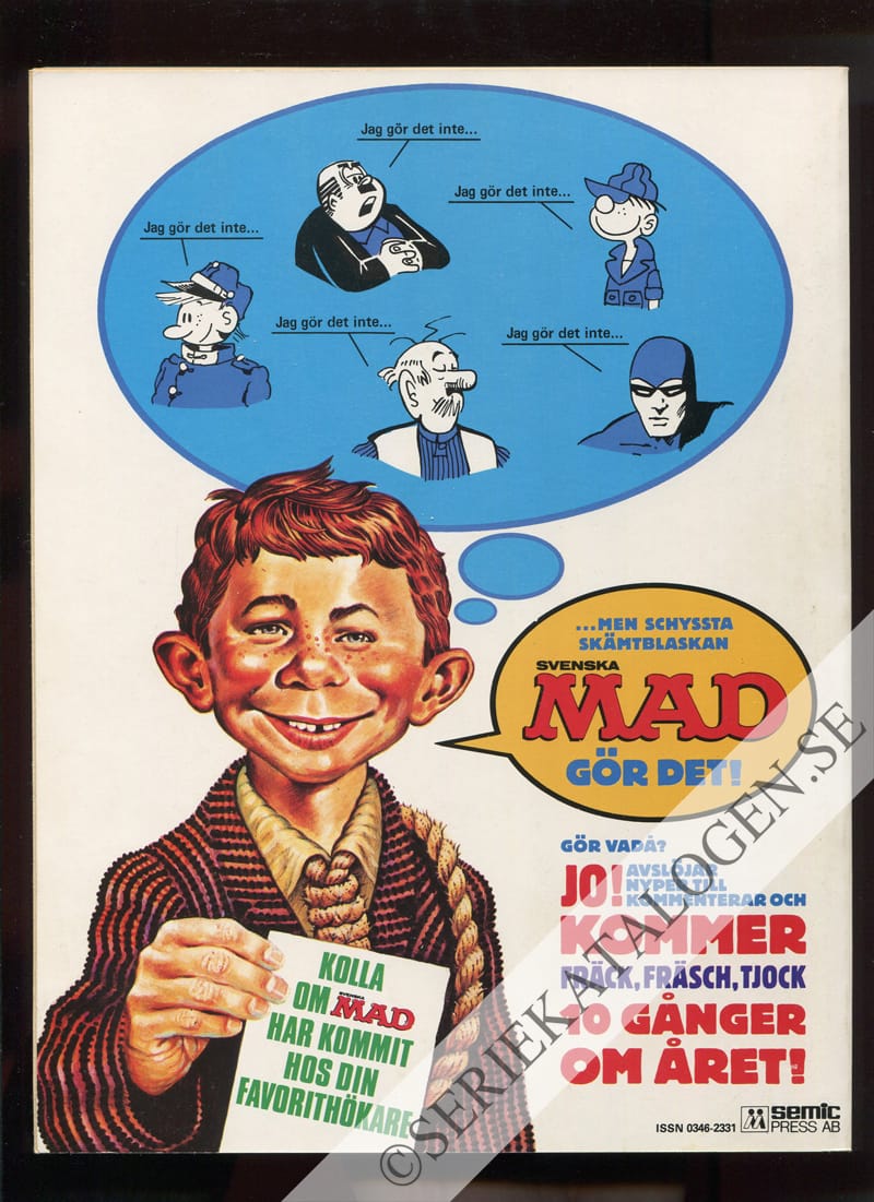 Baksida på Seriealbumet Svenska MAD (1983)