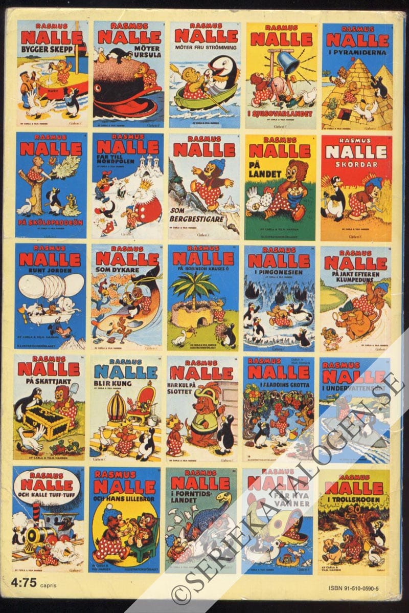 Baksida på Rasmus Nalle i trollskogen (1976)