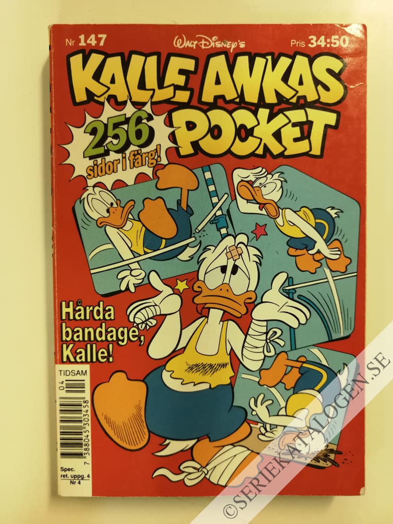 Framsida på Kalle Ankas pocket #147 - Hårda bandage, Kalle! (1992)