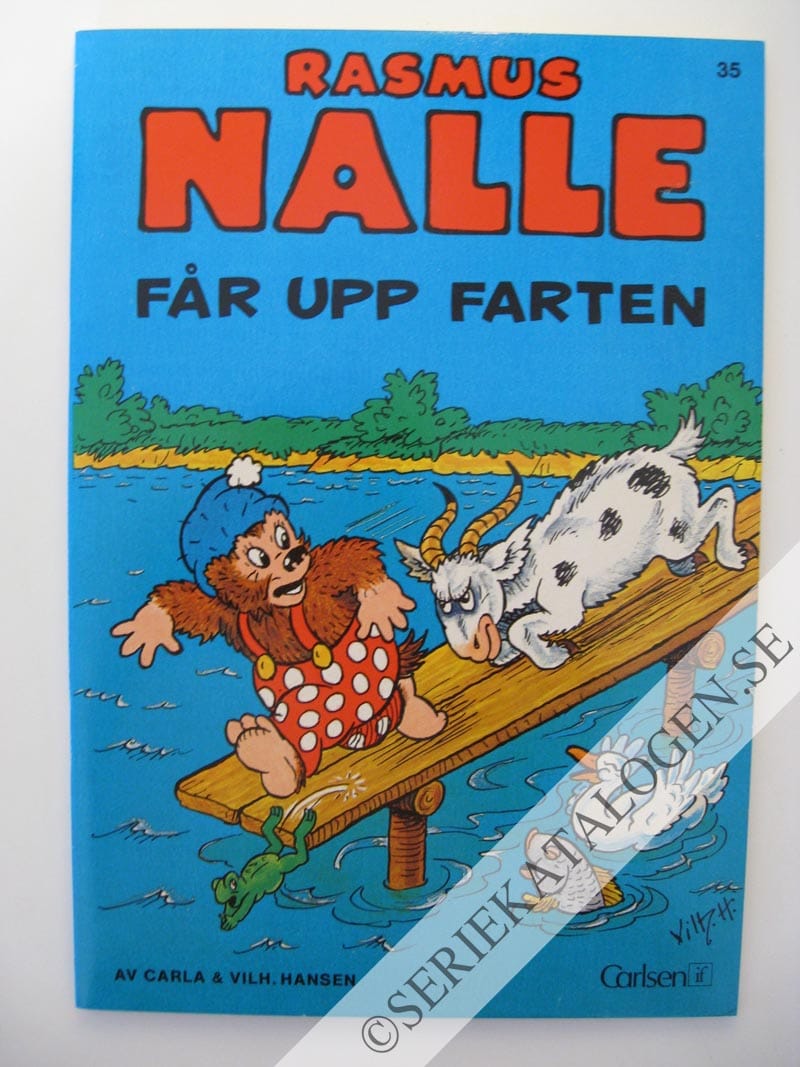 Framsida på Rasmus Nalle Rasmus Nalle får upp farten (1986)