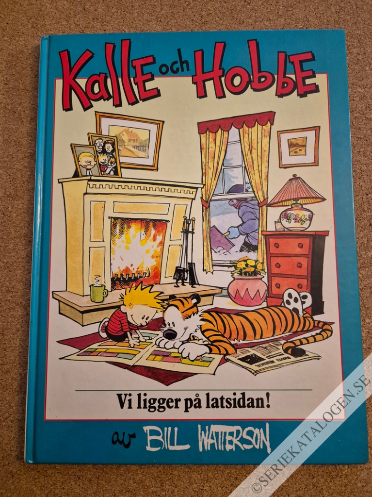 Framsida på Kalle och Hobbe Vi ligger på latsidan! (1991) (variant)