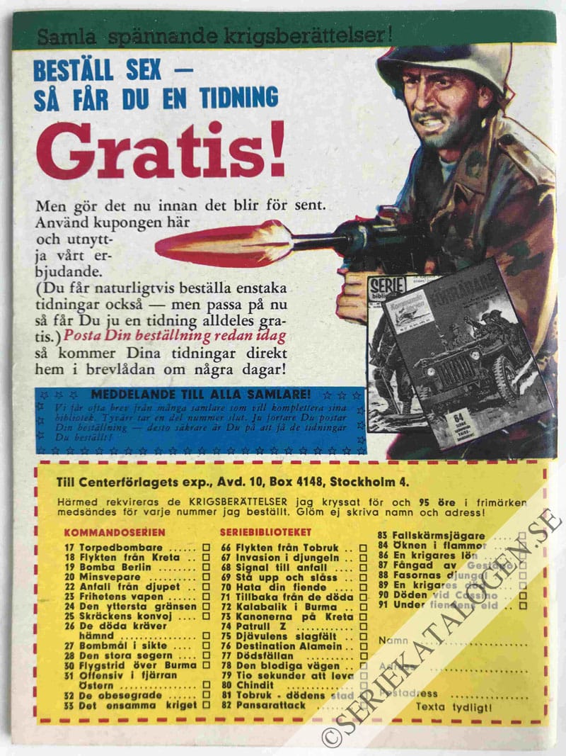 Baksida på Anfallszon 040 (1964)
