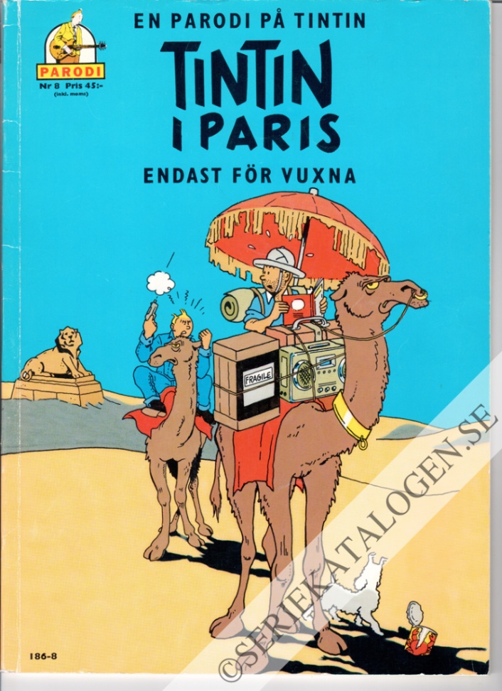 Framsida på Parodi Tintin i Paris (1991)