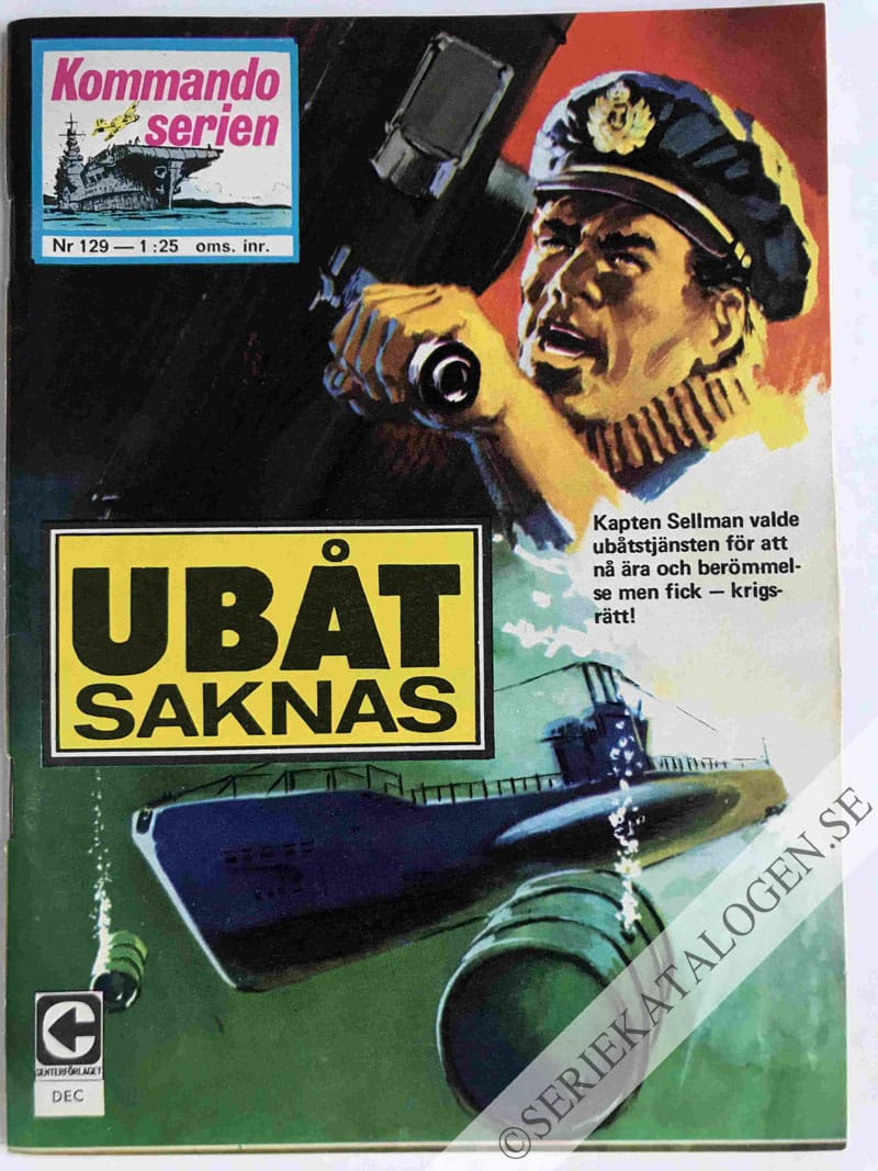 Framsida på Kommandoserien #129 - Ubåt saknas (1967)