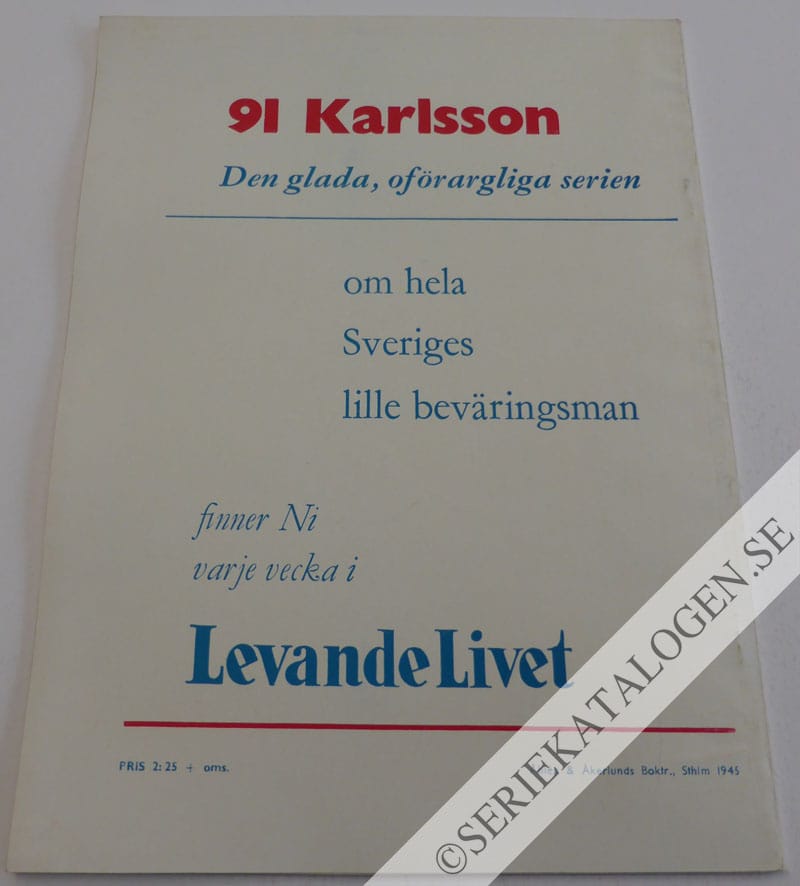 Baksida på 91 Karlsson julen 1945 - Hela Sveriges lille beväringsman (1945)