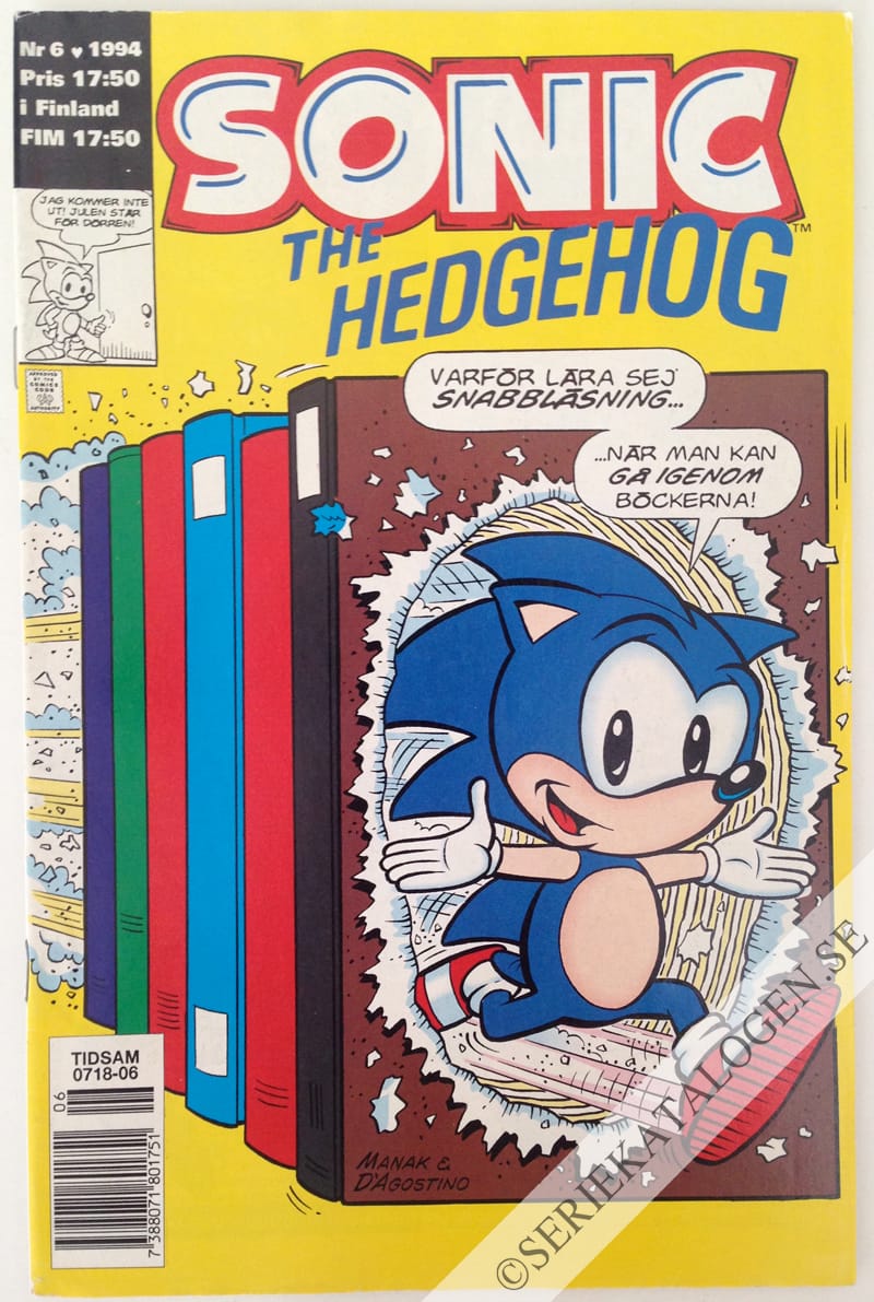 Framsida på Sonic the hedgehog #6 (1994)