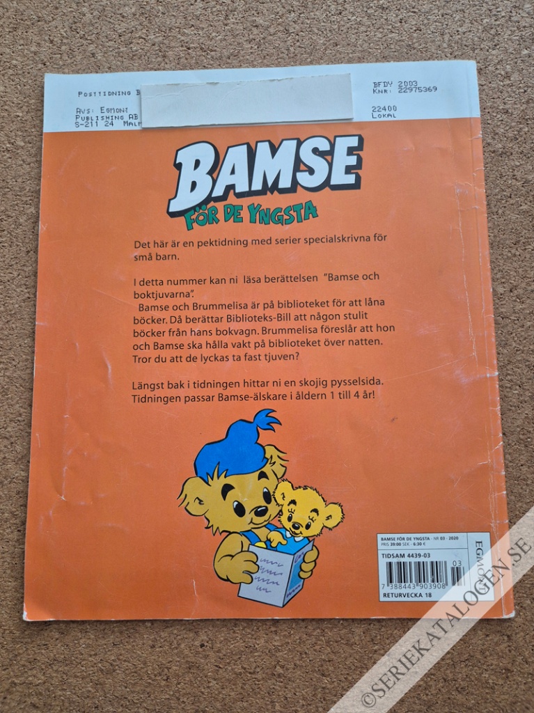 Baksida på Bamse och boktjuvarna (2020)