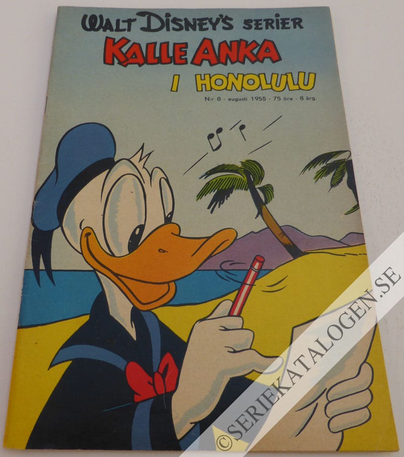 Framsida på Walt Disney's serier Kalle Anka i Honolulu (1955)