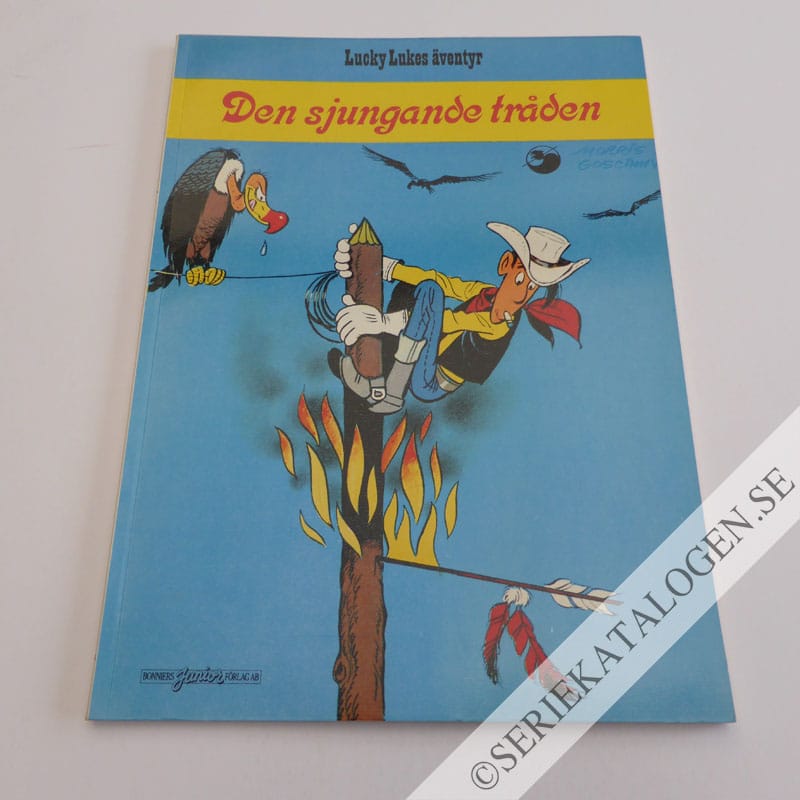 Framsida på Lucky Lukes äventyr Den sjungande tråden (1979)