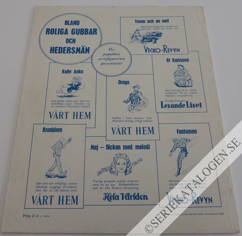 Baksida på Vikingaprinsens vilda strid mot hunnerna (1946)
