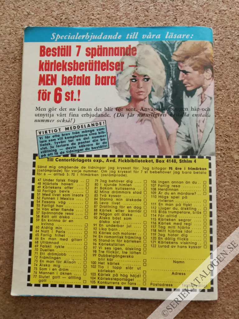 Baksida på Vem vill du älska? (1966)