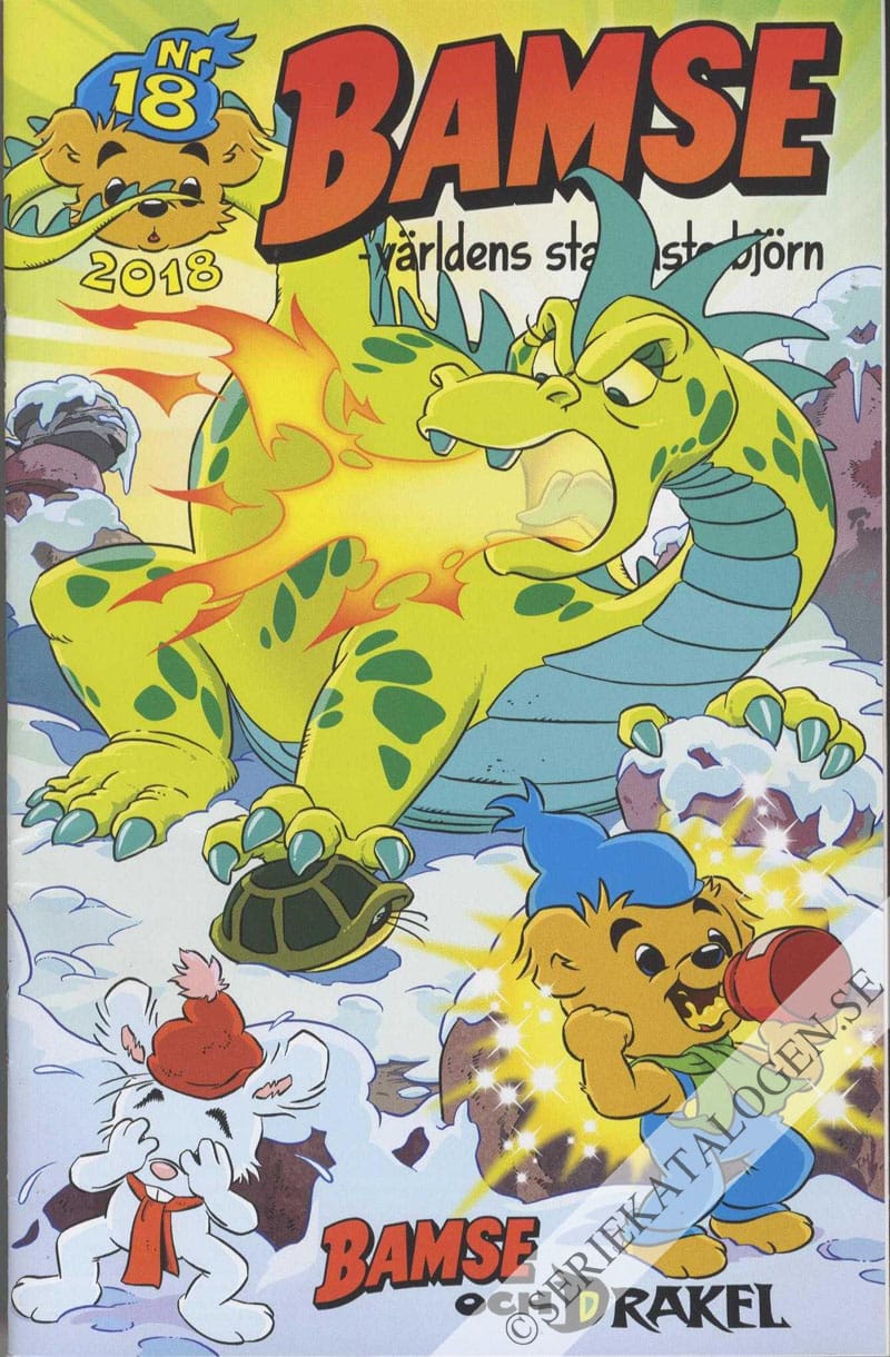 Framsida på Bamse #18 - Bamse och Drakel (2018)
